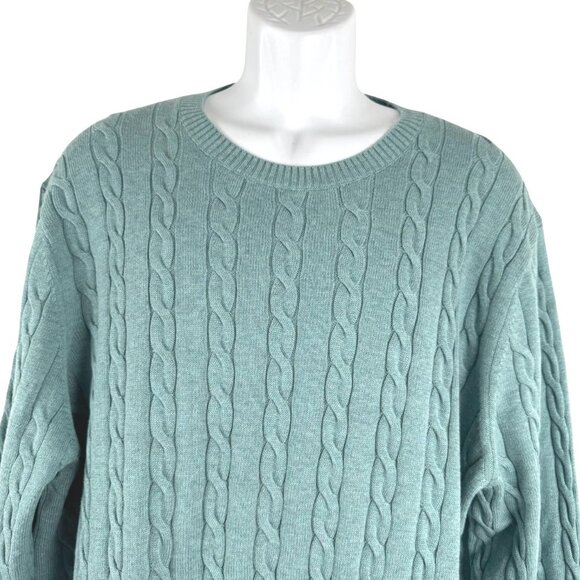 Brooks Brothers Supima Cotton Sweater Mens XL Cable Knit Blue Crewneck FS-1398 - Picture 3 of 7